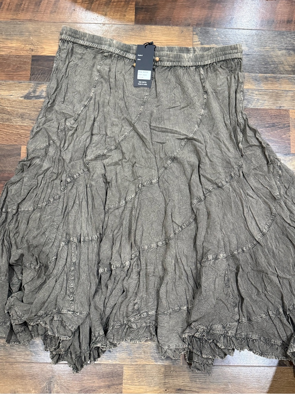Young Threads Crinkled A-Line Tiered Skirt in Rustic Brown 3X NWT